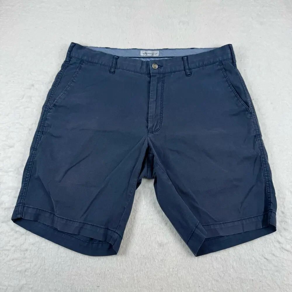 Peter Millar Shorts Mens Size 33 Blue Chino Stretch Casual Summer Tencel Blend